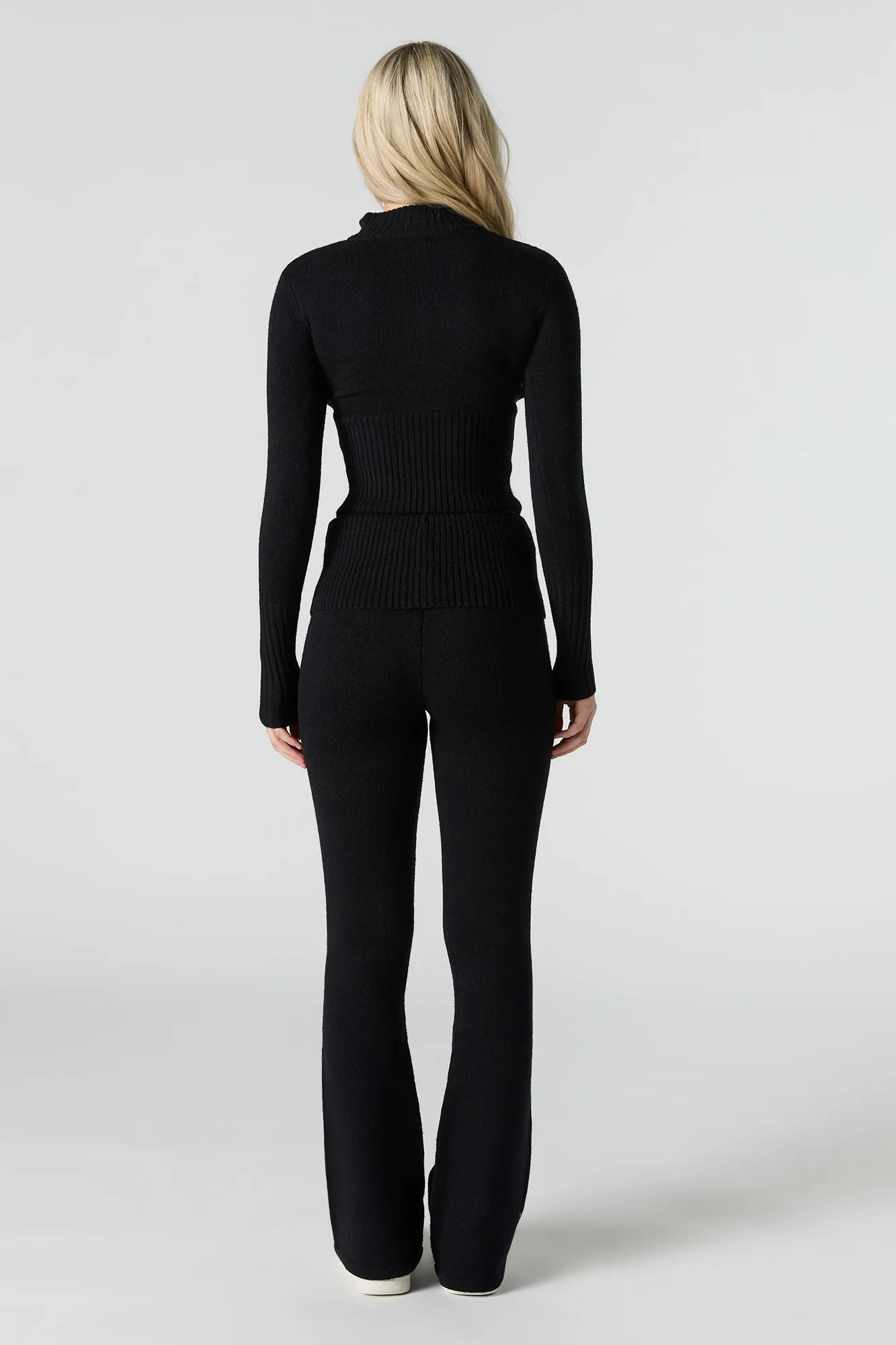 Knit Foldover Waist Flare Pant