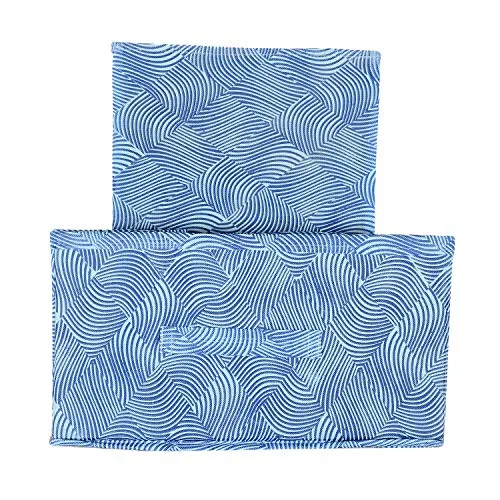 Kuber Industries Laheriya Print Non Woven Fabric Modular Closet Organizer Box with Handle for Cube Storage Units in Closet,Set Of 3(Blue)-KUBMART15989