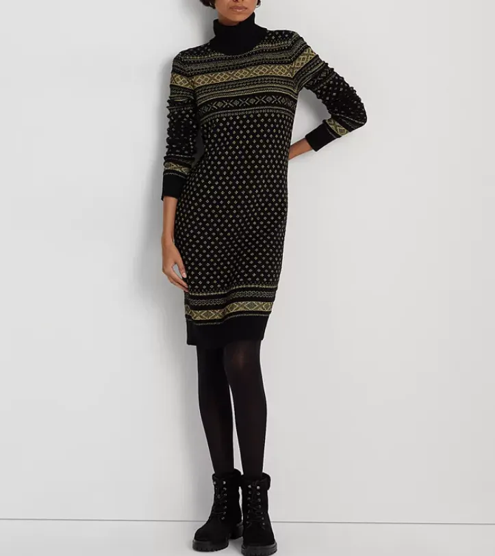 Lauren Ralph Lauren Fair Isle Turtleneck Sweater Dress