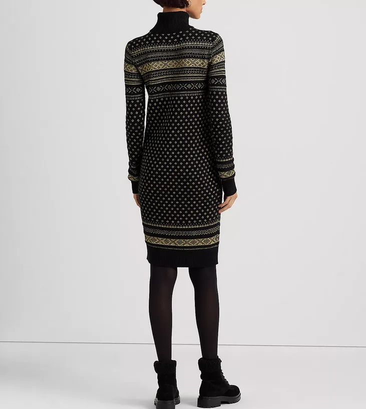 Lauren Ralph Lauren Fair Isle Turtleneck Sweater Dress