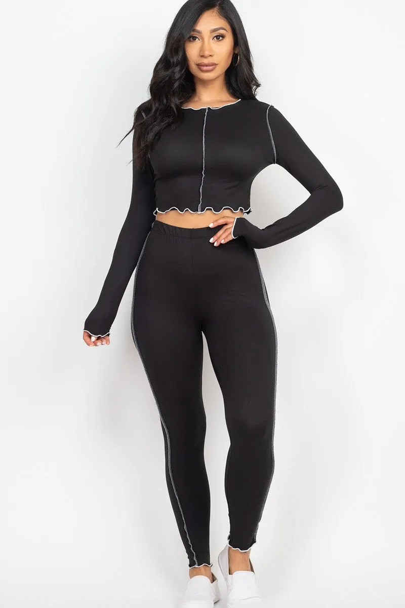 Lettuce Edge Crop Top & Leggings Set