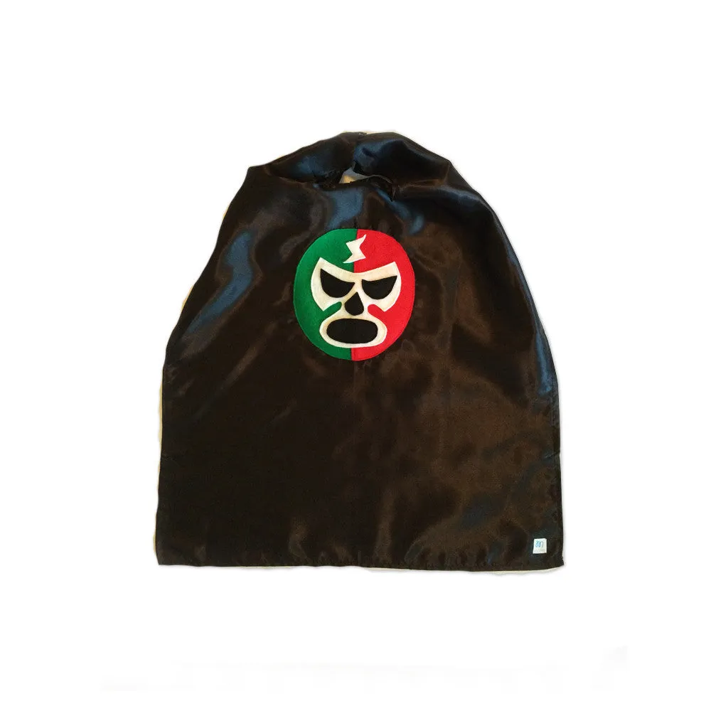 Luchador Rojo   Verde - Red   Green Mexican Wrestler Cape - Black