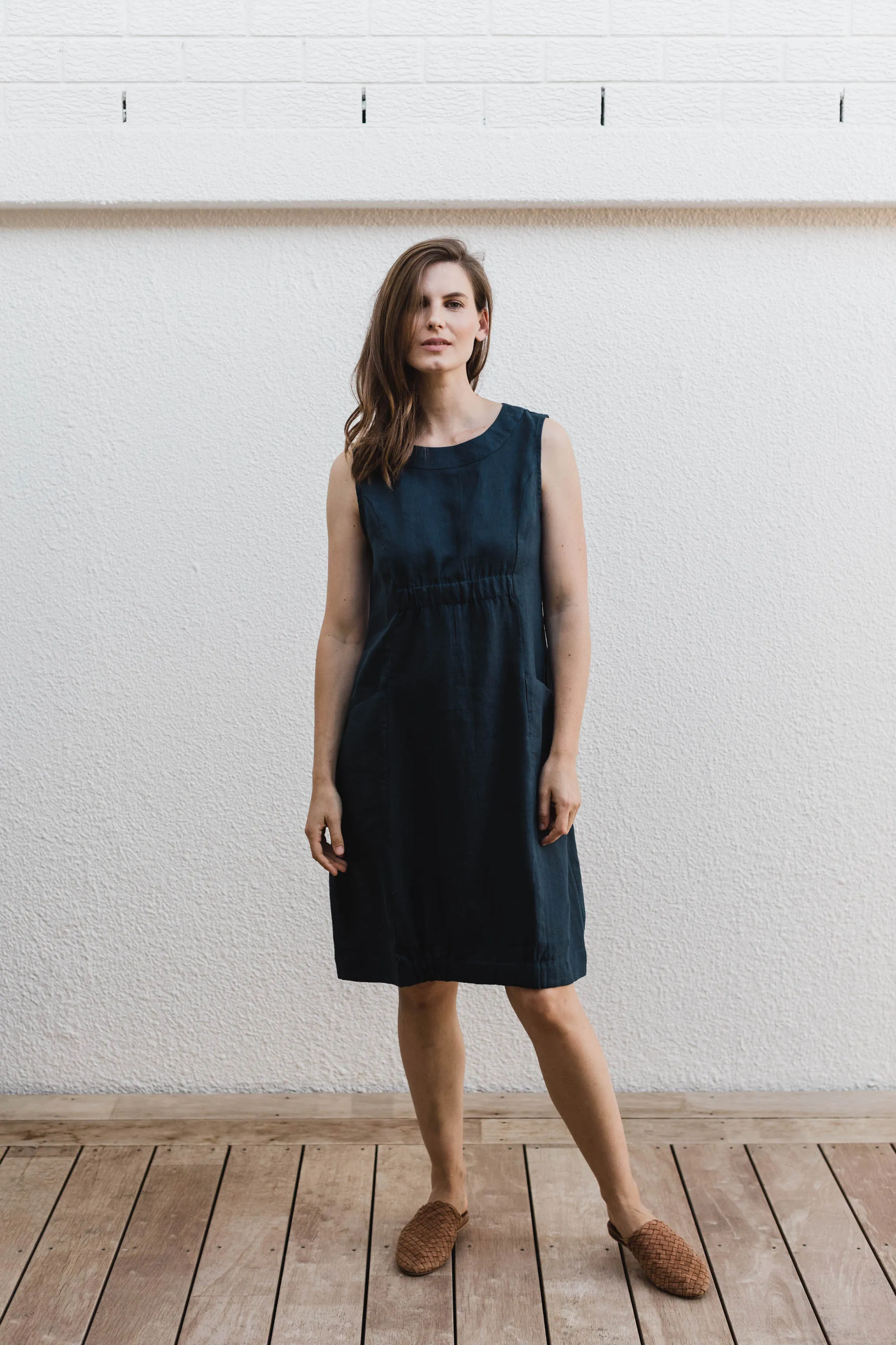 Lulu Linen Dress Navy