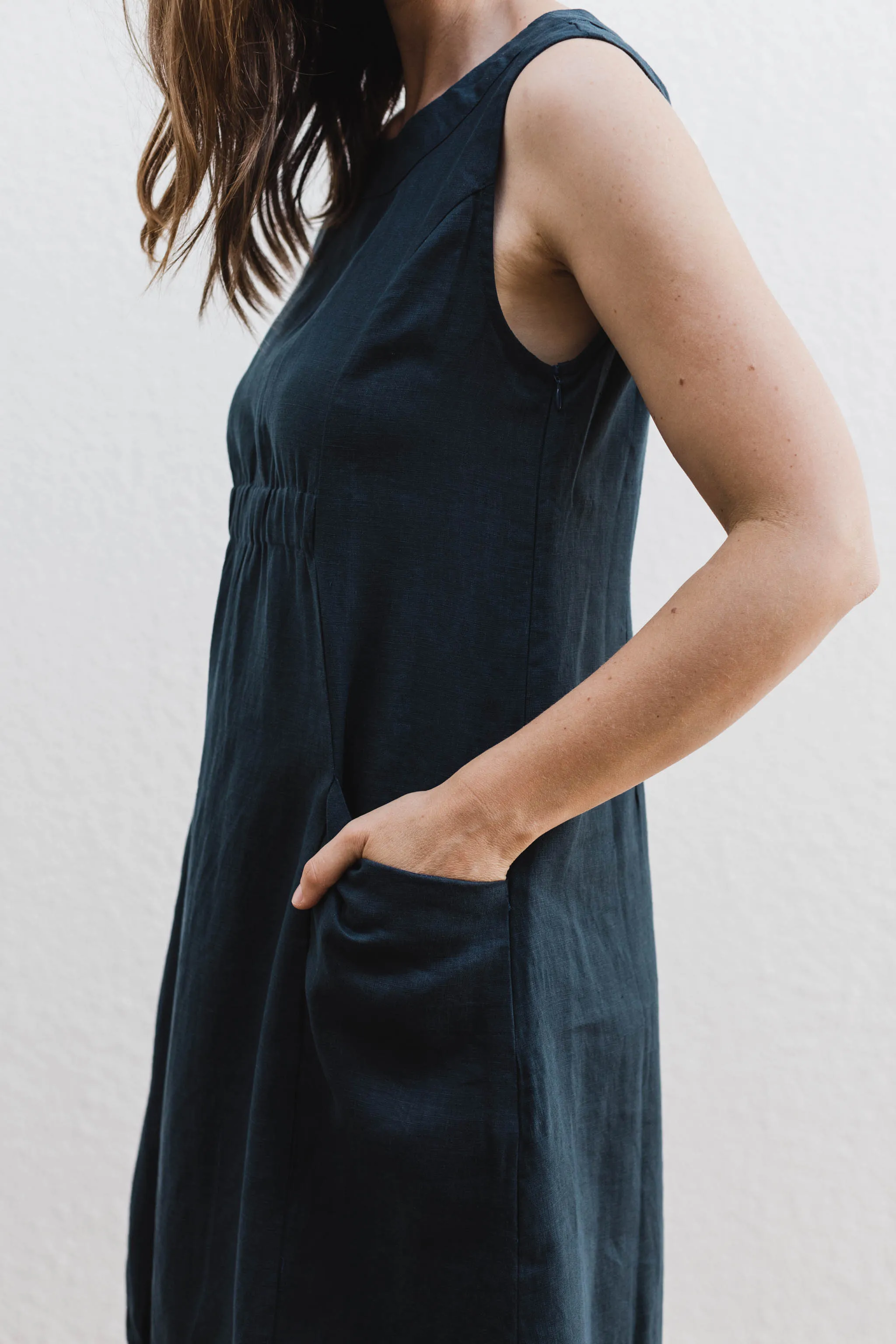 Lulu Linen Dress Navy