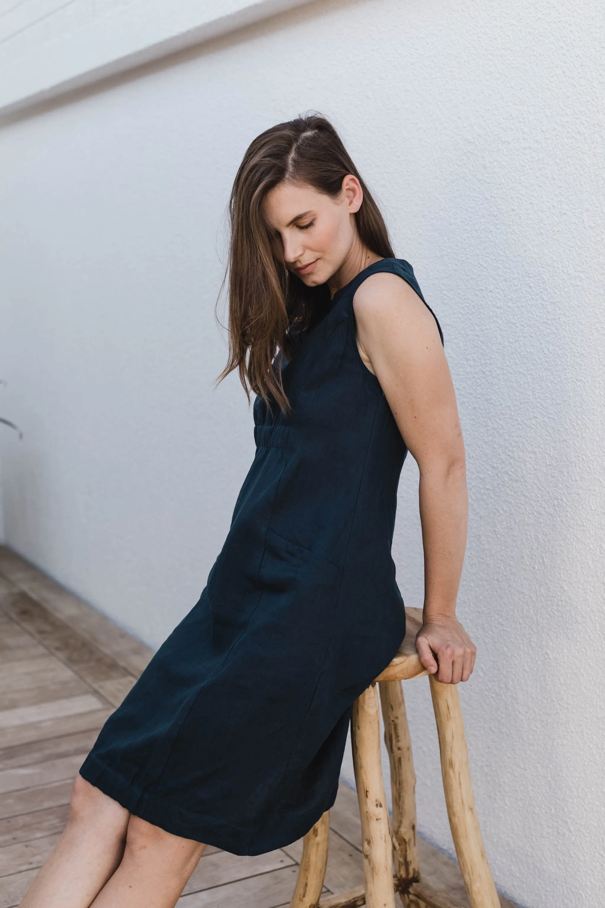 Lulu Linen Dress Navy