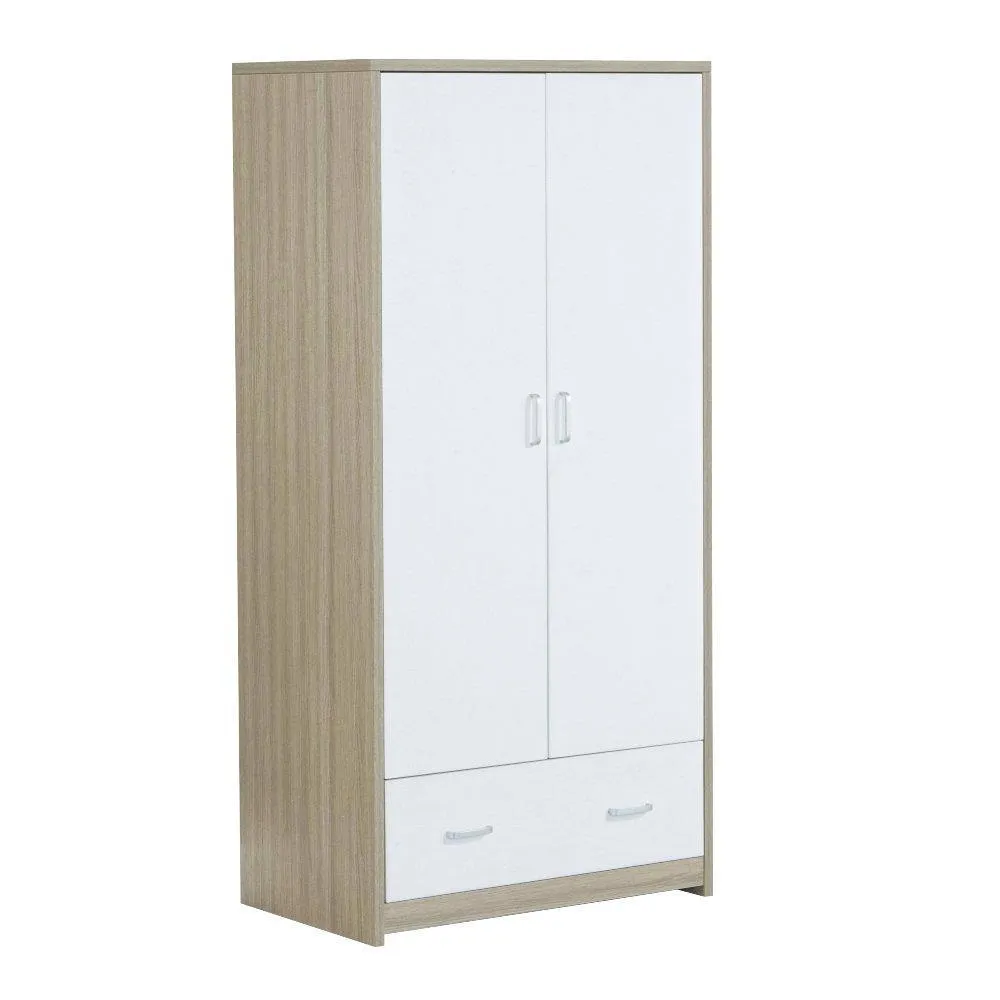 Luno Veni Double Wardrobe - Oak & White