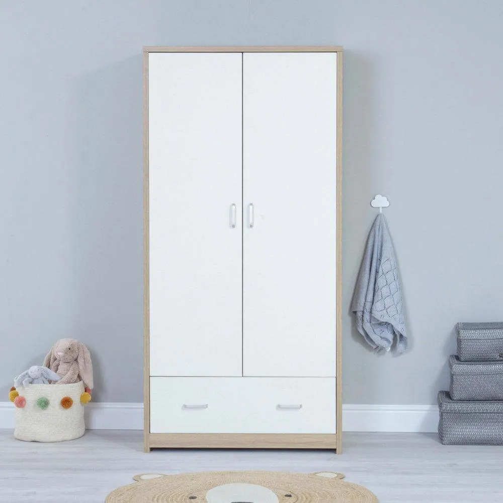 Luno Veni Double Wardrobe - Oak & White