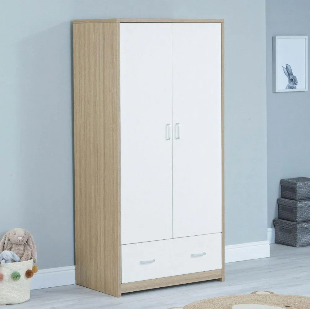 Luno Veni Double Wardrobe - Oak & White