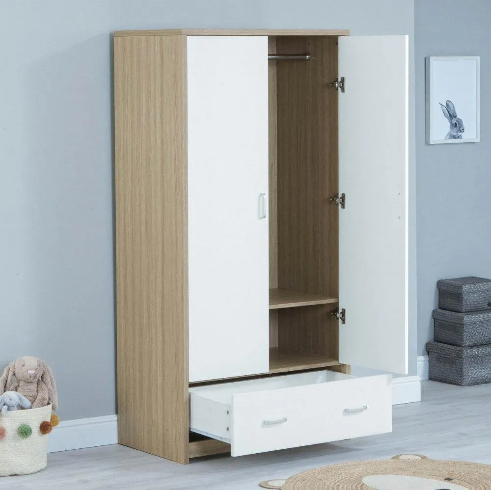 Luno Veni Double Wardrobe - Oak & White