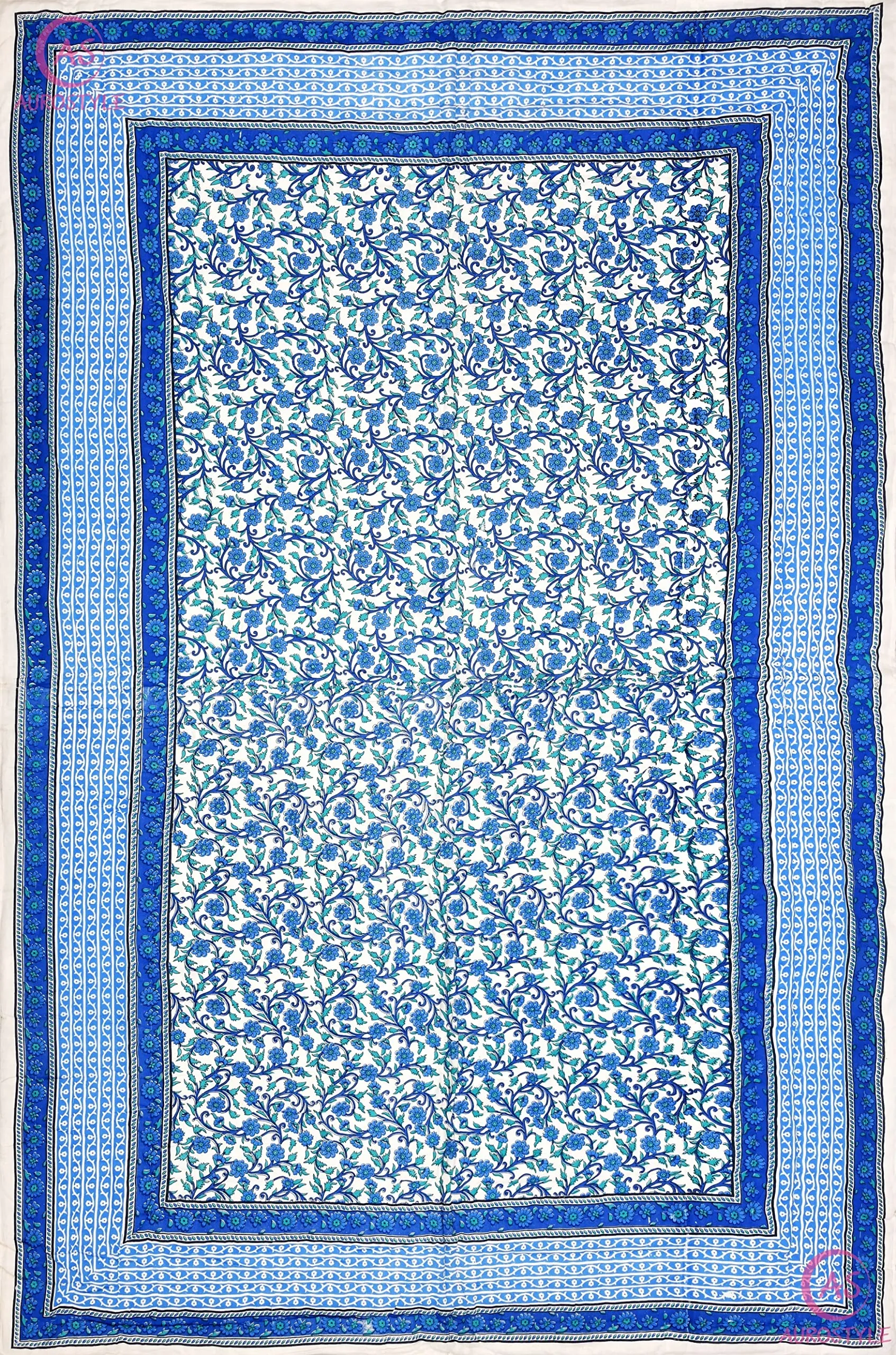 LushHavenDecor Rajasthani Light Weight Reversible Both Side use Single Bed Soft Jaipuri AC Razai Designer Blue jaal Flower Design Cotton Quilts Blankets for Home (Size55X85 inch),Set of 2 razai