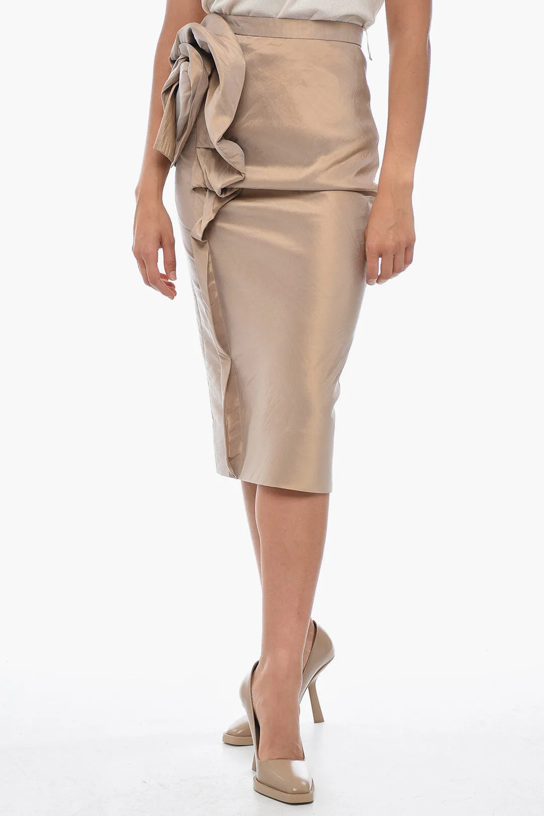 Maison Margiela MM1 Silk Blend Satin Longuette with Side Draping