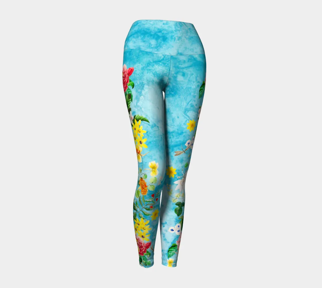 Marble Sky Floral Yoga Leggings