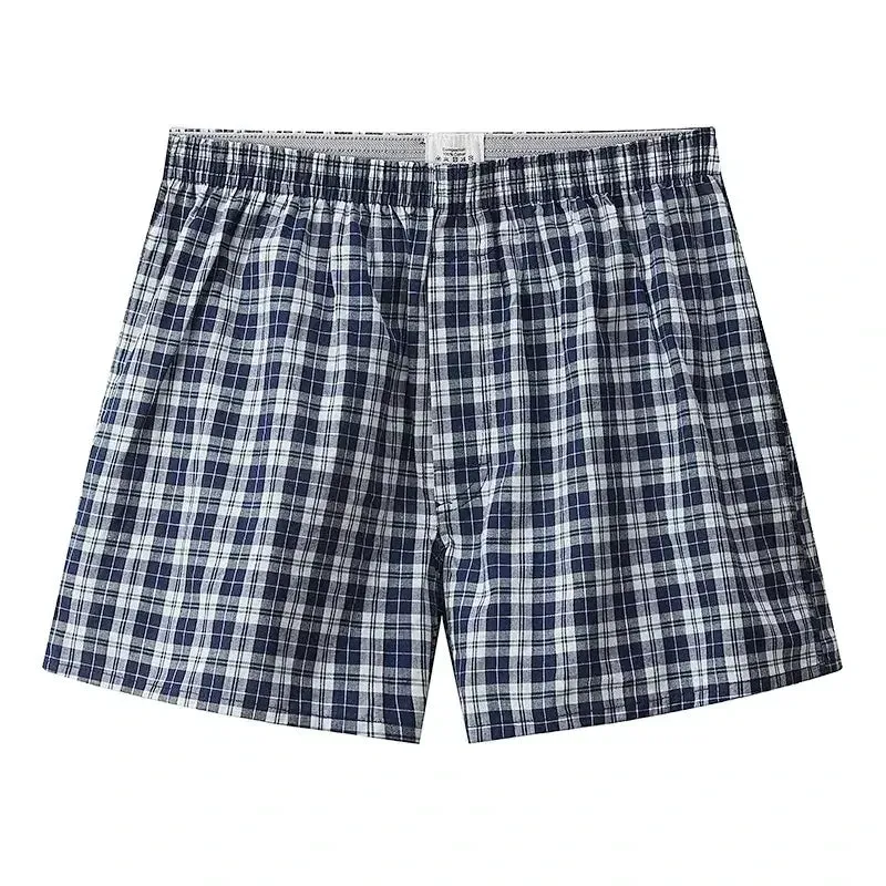 Mens Cotton Underwear Casual Boxers Plaid Elastic Waistband Boxer Shorts Button Men Boxer Underwear Comfortable Underwear S-XL