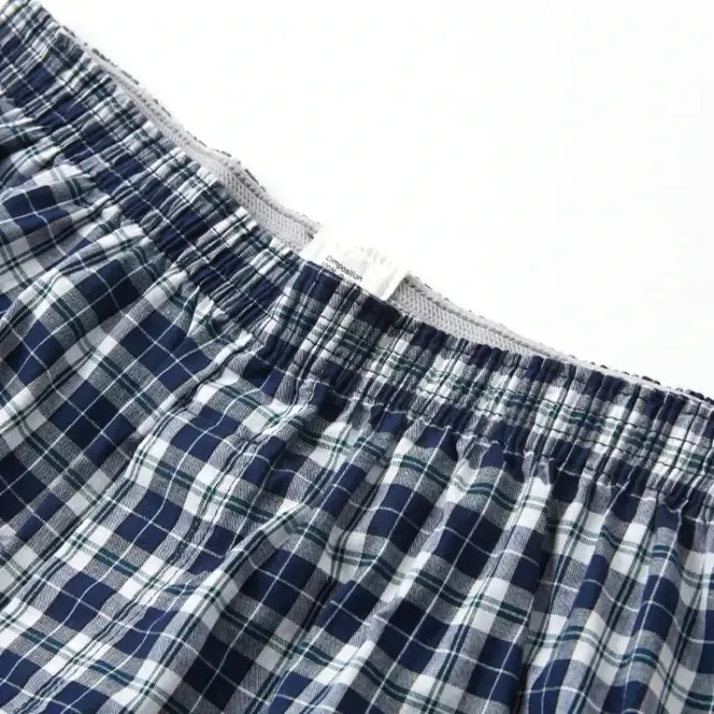 Mens Cotton Underwear Casual Boxers Plaid Elastic Waistband Boxer Shorts Button Men Boxer Underwear Comfortable Underwear S-XL