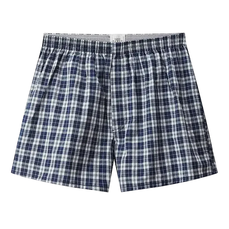 Mens Cotton Underwear Casual Boxers Plaid Elastic Waistband Boxer Shorts Button Men Boxer Underwear Comfortable Underwear S-XL