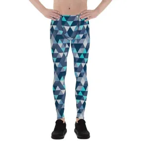 Men's Geometric Triangle Performance Leggings in Blue