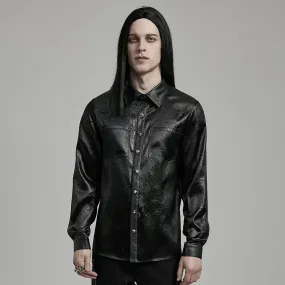 Men's Gothic Big-pocket Faux Leather Shirt