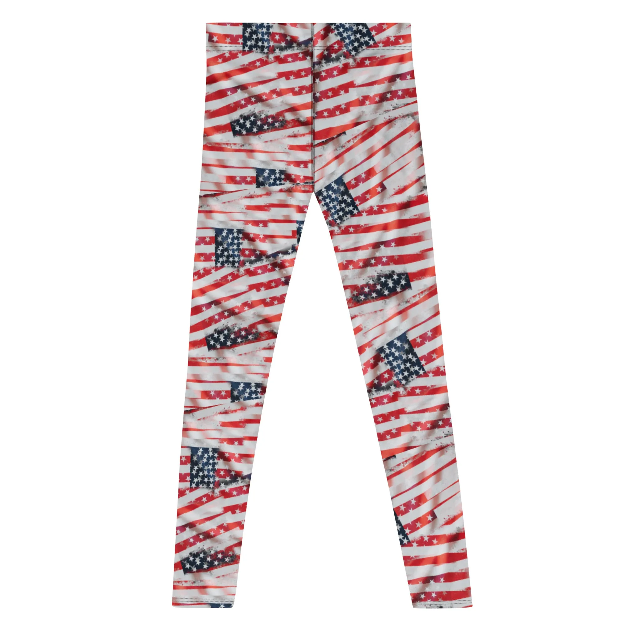 Men's Leggings, Patriotic, 4th of July, American Flag, Red, White, Blue, Wrestling Tights, Men's Pants, Unusual Gifts for Men