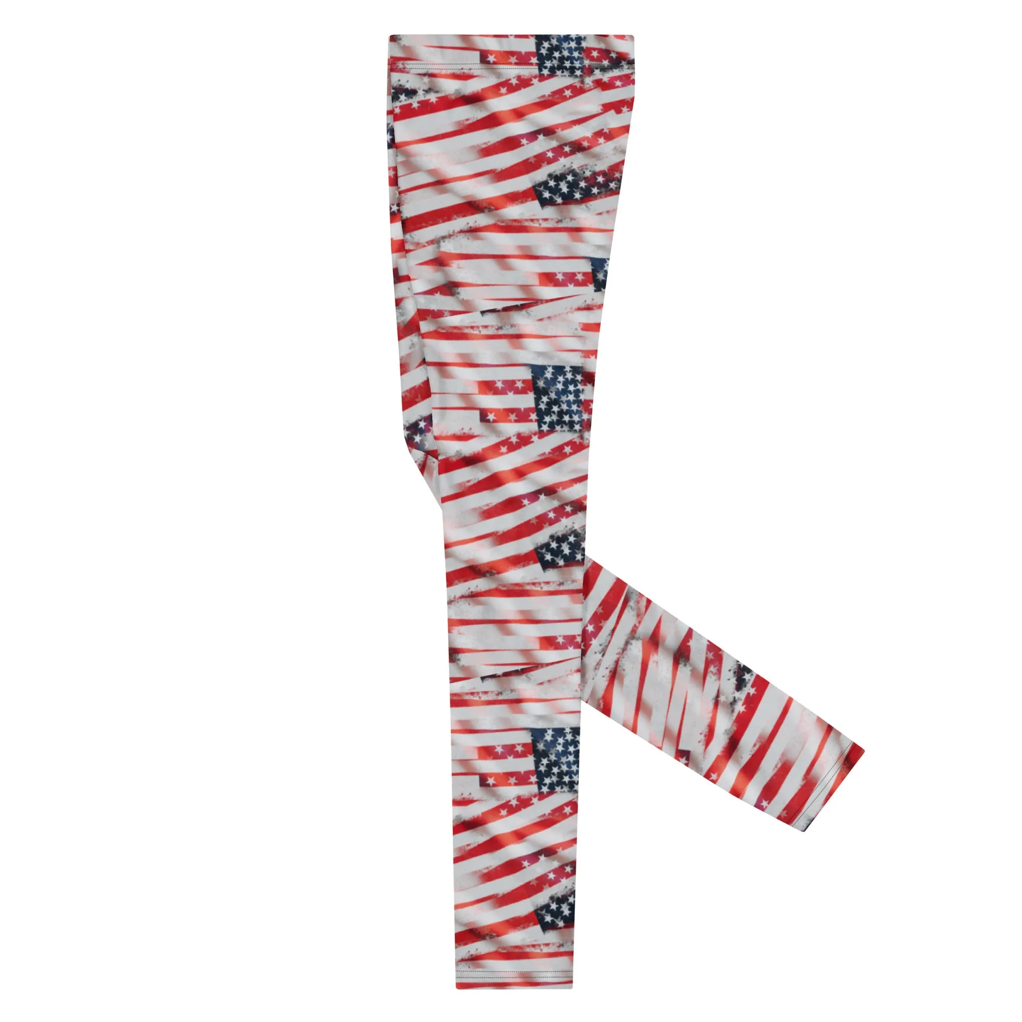 Men's Leggings, Patriotic, 4th of July, American Flag, Red, White, Blue, Wrestling Tights, Men's Pants, Unusual Gifts for Men