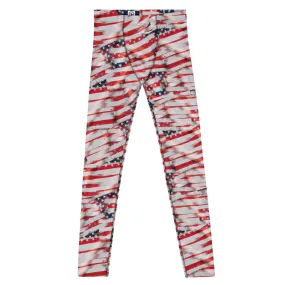 Men's Leggings, Patriotic, 4th of July, American Flag, Red, White, Blue, Wrestling Tights, Men's Pants, Unusual Gifts for Men