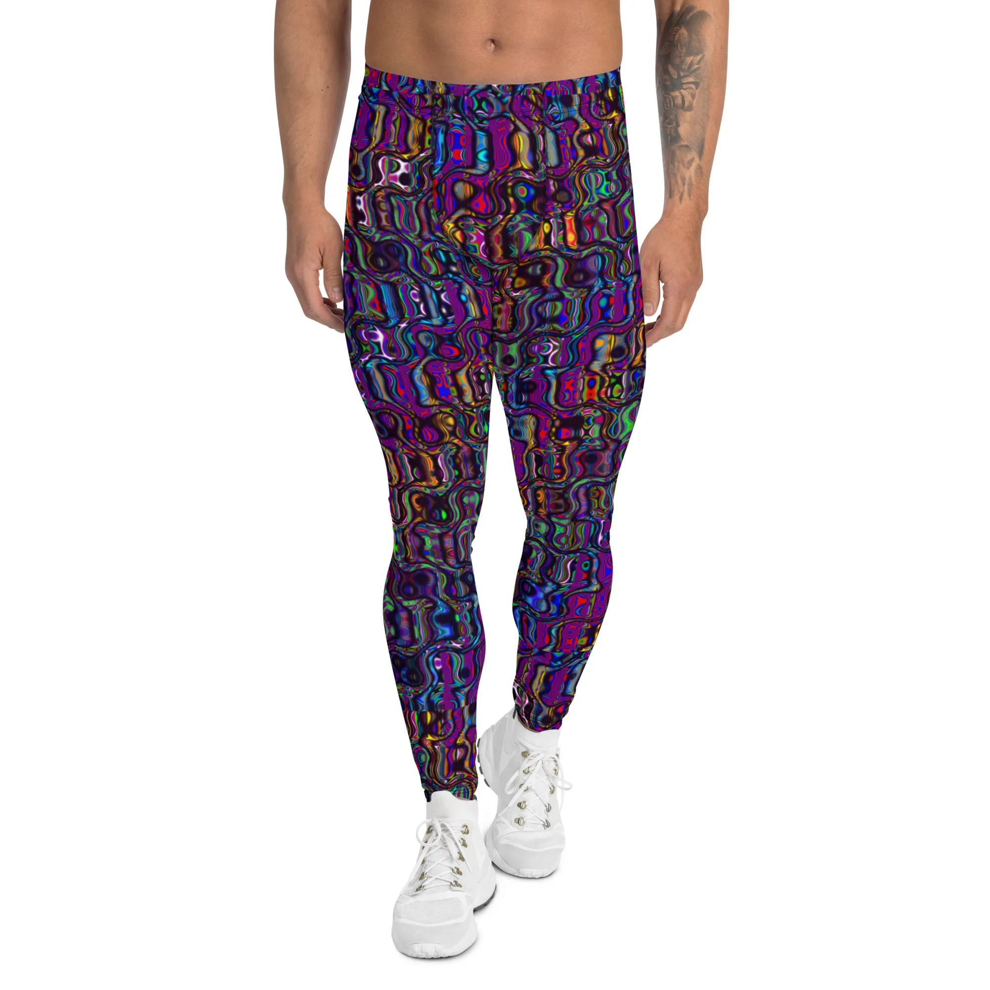 Men's Leggings, Purple Lacquer, Rave Pants, Festival Tights, Gym Leggings, Wrestling Tights, Printed Leggings, Yoga Leggings