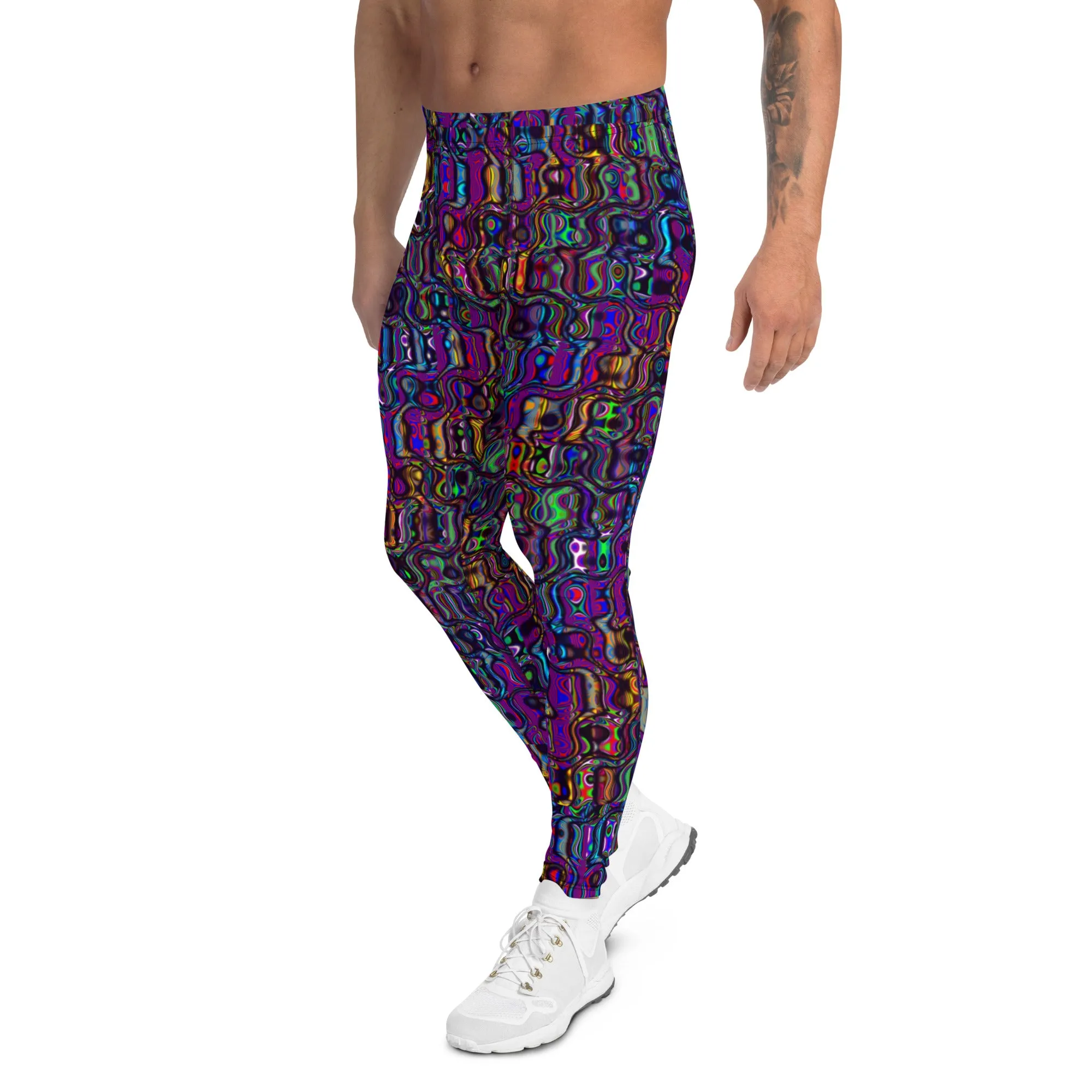 Men's Leggings, Purple Lacquer, Rave Pants, Festival Tights, Gym Leggings, Wrestling Tights, Printed Leggings, Yoga Leggings