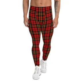 Men's Red Tartan Plaid Active Performance Leggings