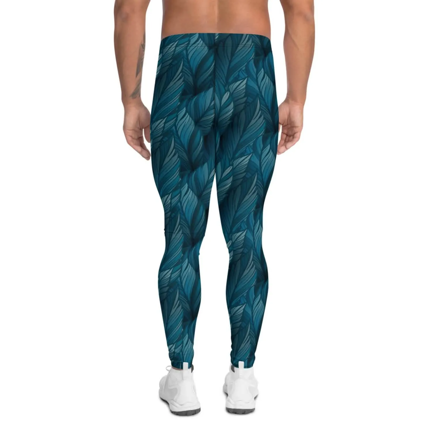 Men's Teal Feather High-Performance Leggings