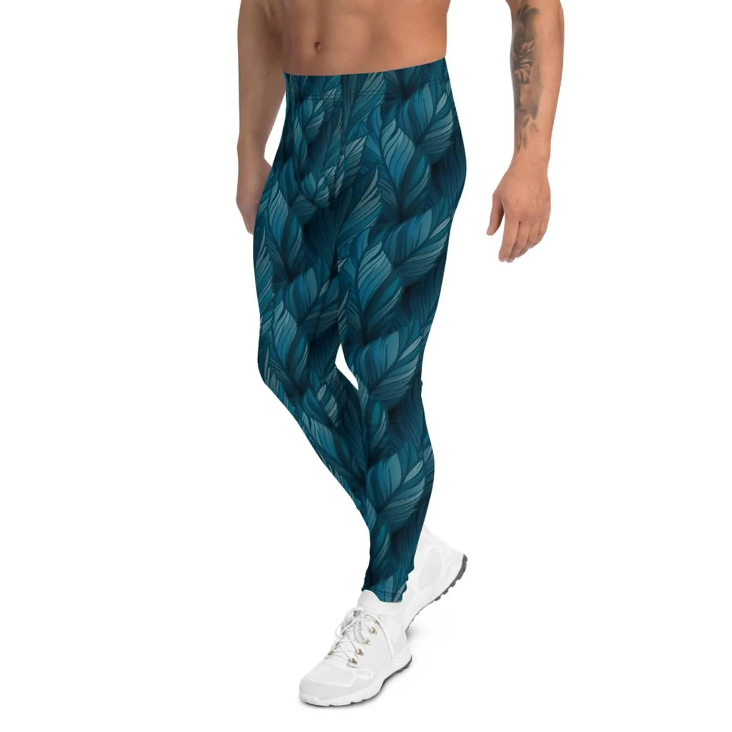 Men's Teal Feather High-Performance Leggings