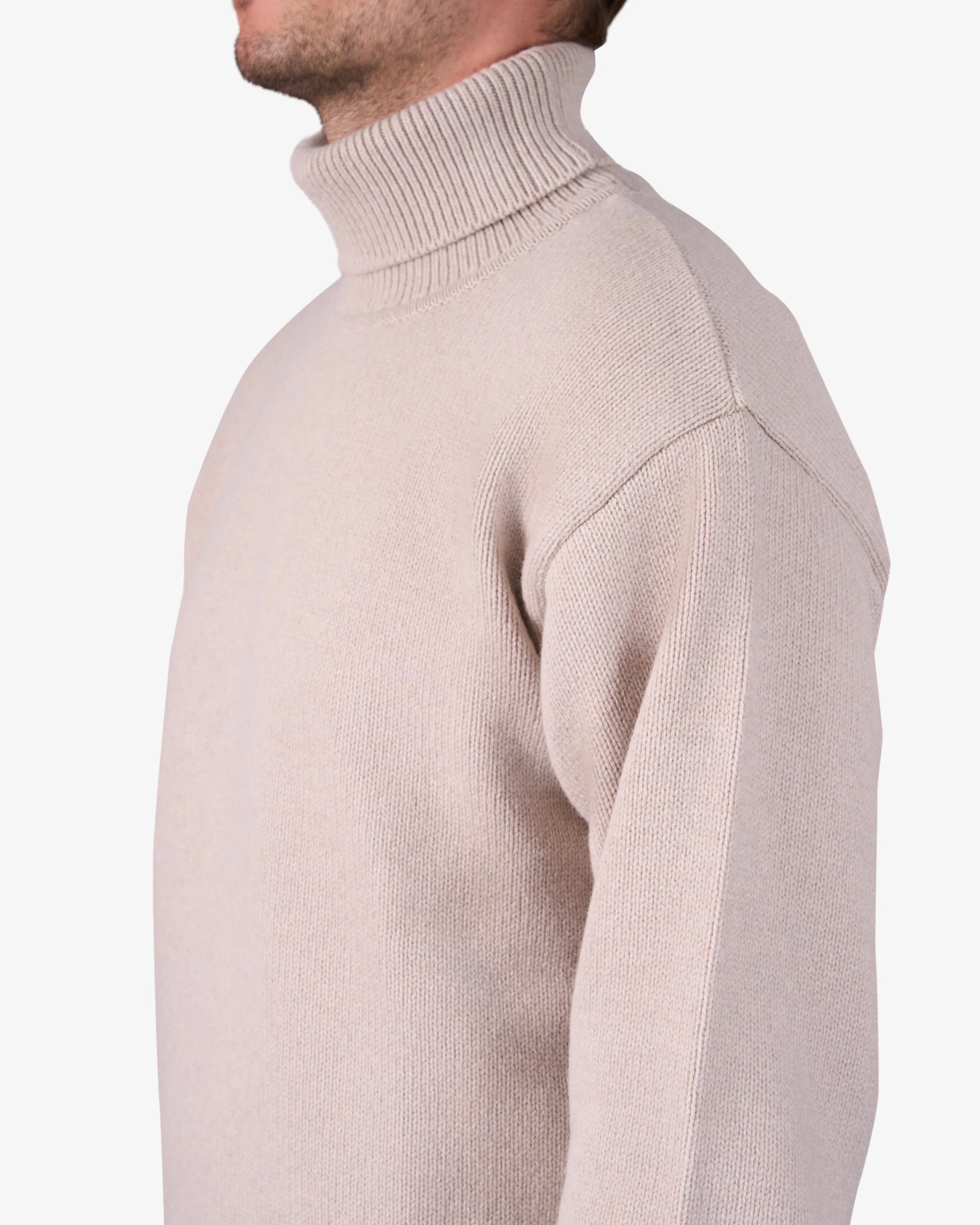 Merino Wool Turtleneck - Navy Blue