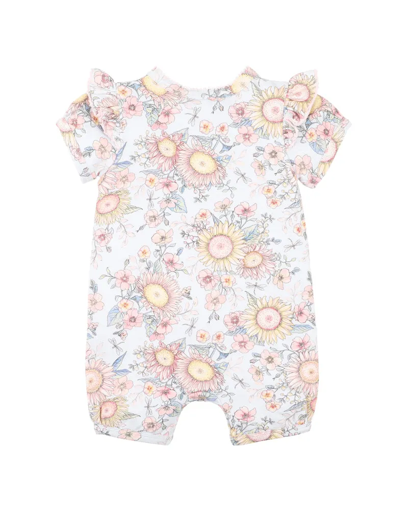 MHS24 Bebe Abby Print SS Zip Romper