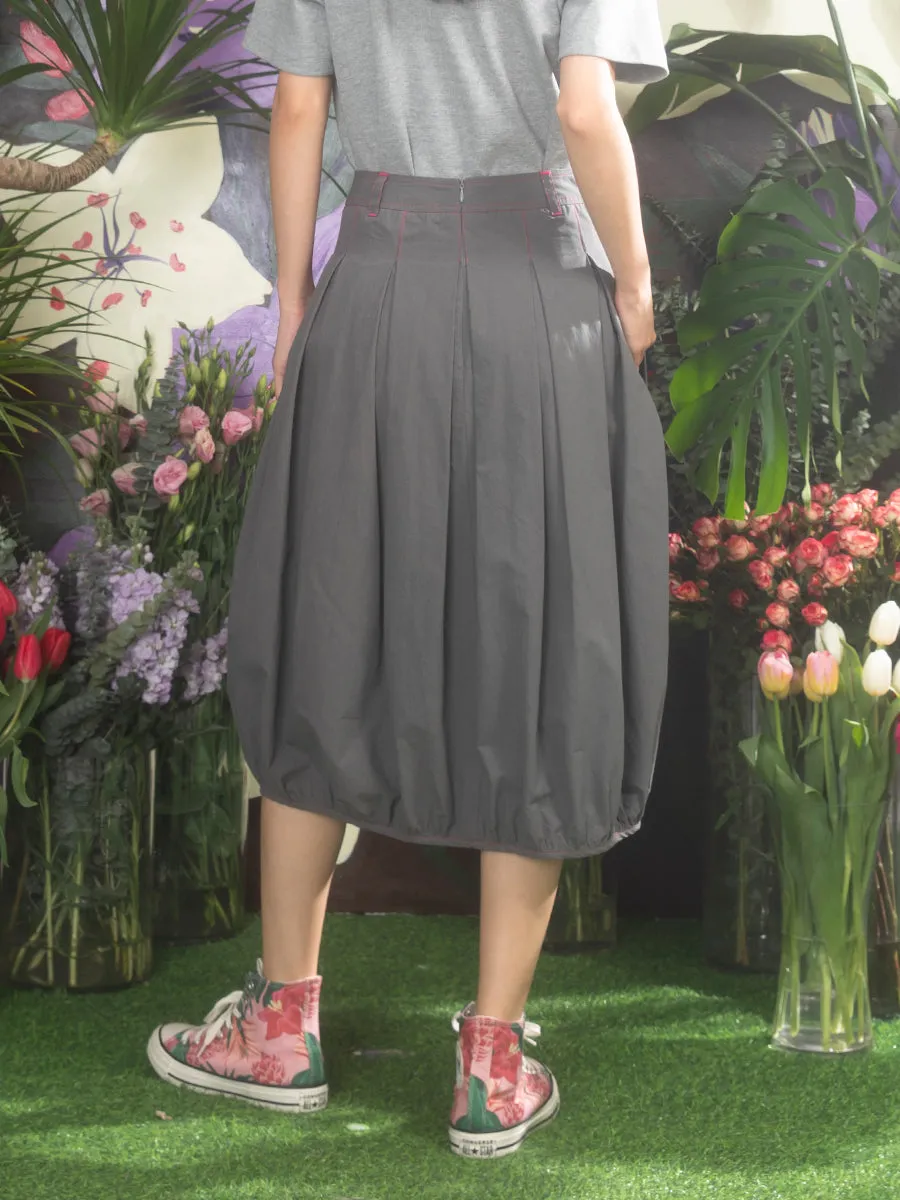 Middle Length Bad Pleated Skirt