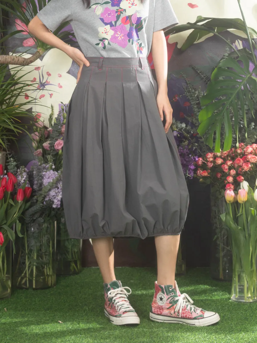 Middle Length Bad Pleated Skirt