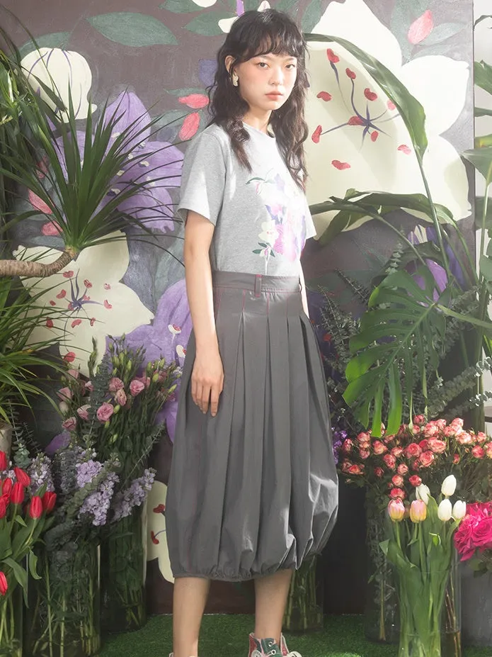 Middle Length Bad Pleated Skirt