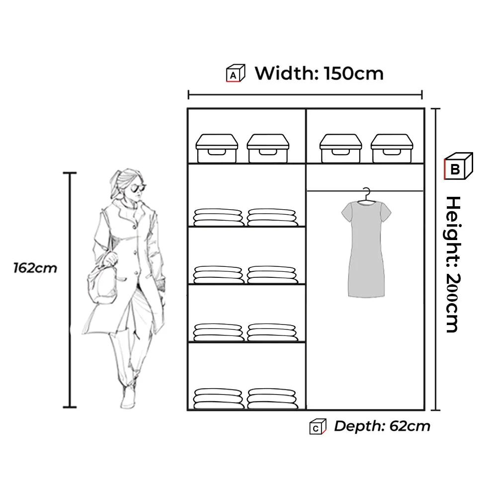 Modern Aruba Double door sliding wardrobe 150/203cm