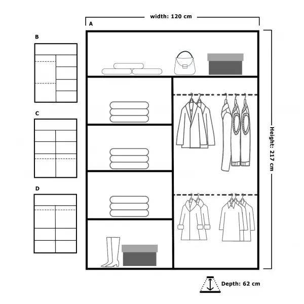 Modern Indiana Double Sliding Door Mirror Wardrobe