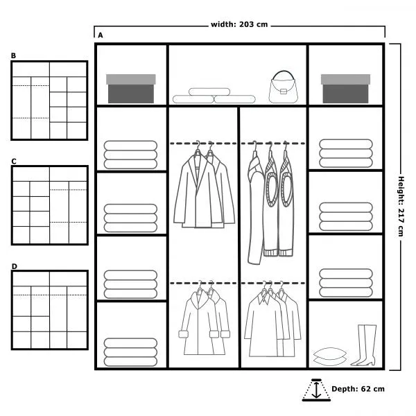 Modern Indiana Double Sliding Door Mirror Wardrobe