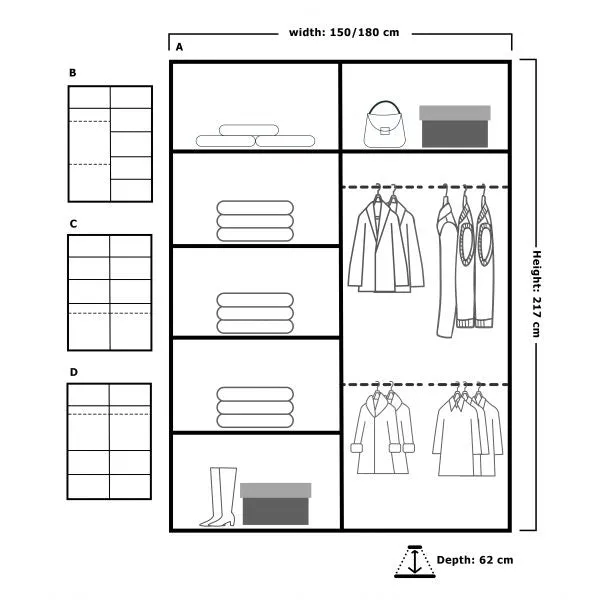 Modern Indiana Double Sliding Door Mirror Wardrobe