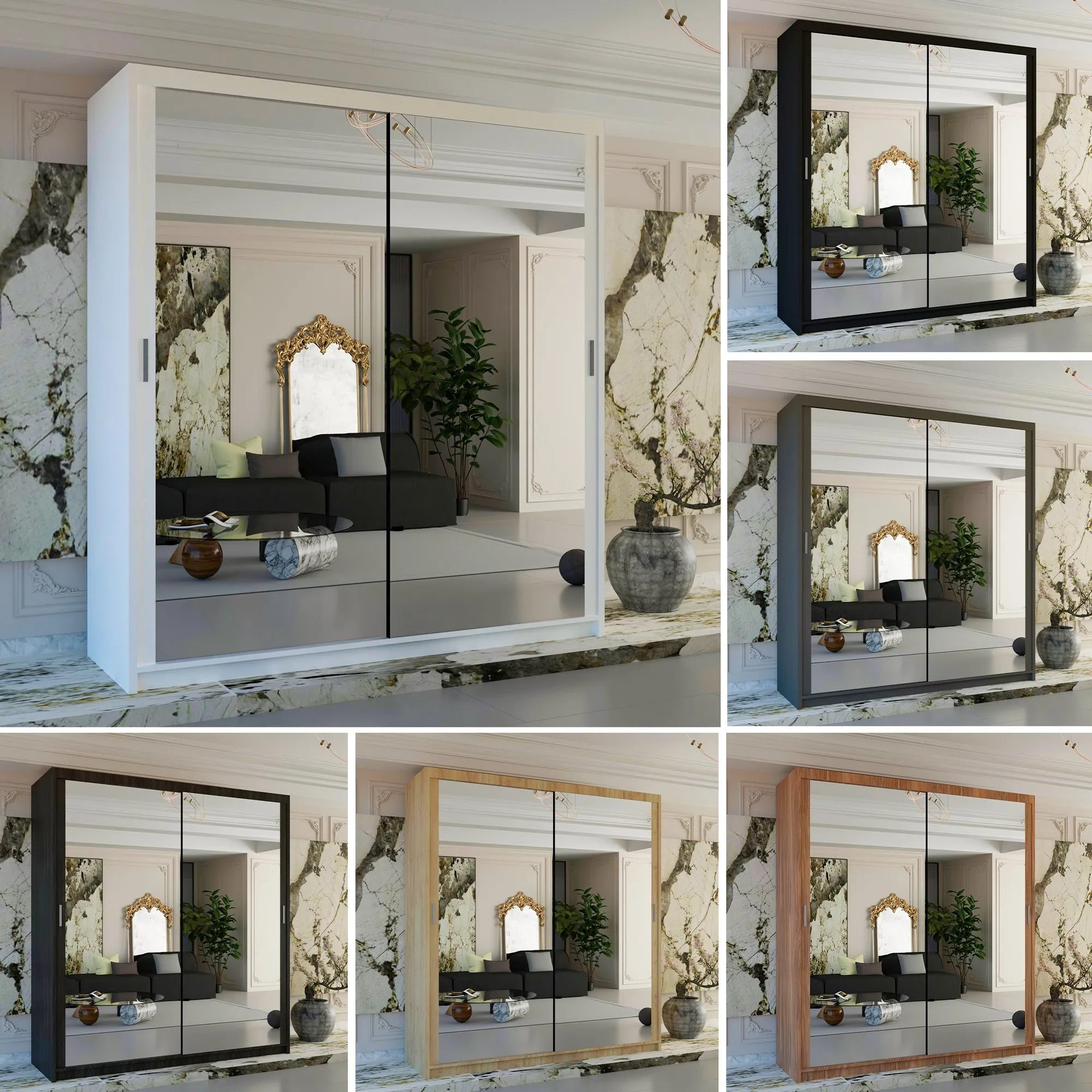 Modern Indiana Double Sliding Door Mirror Wardrobe