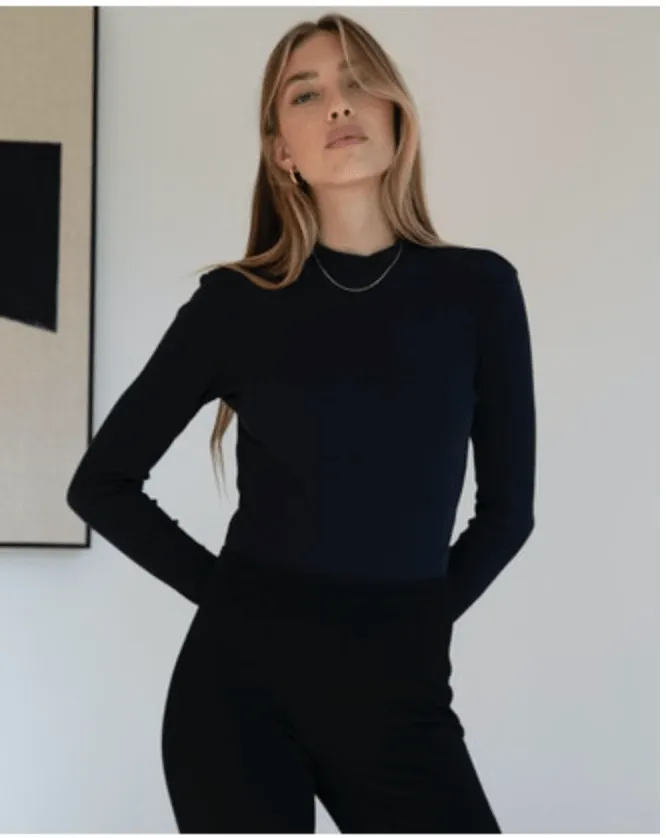 Monrow Long Sleeve Mock Neck Bodysuit