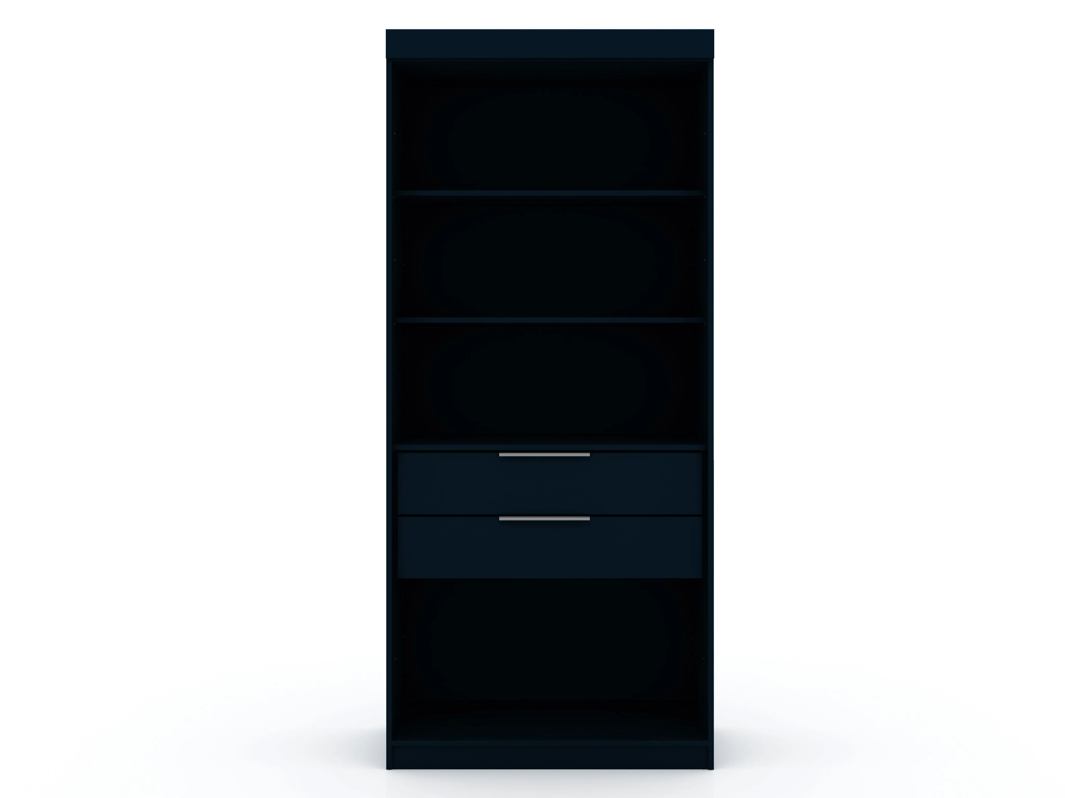 Mulberry Open 1 Sectional Modern Armoire Wardrobe Closet with 2 Drawers in Tatiana Midnight Blue