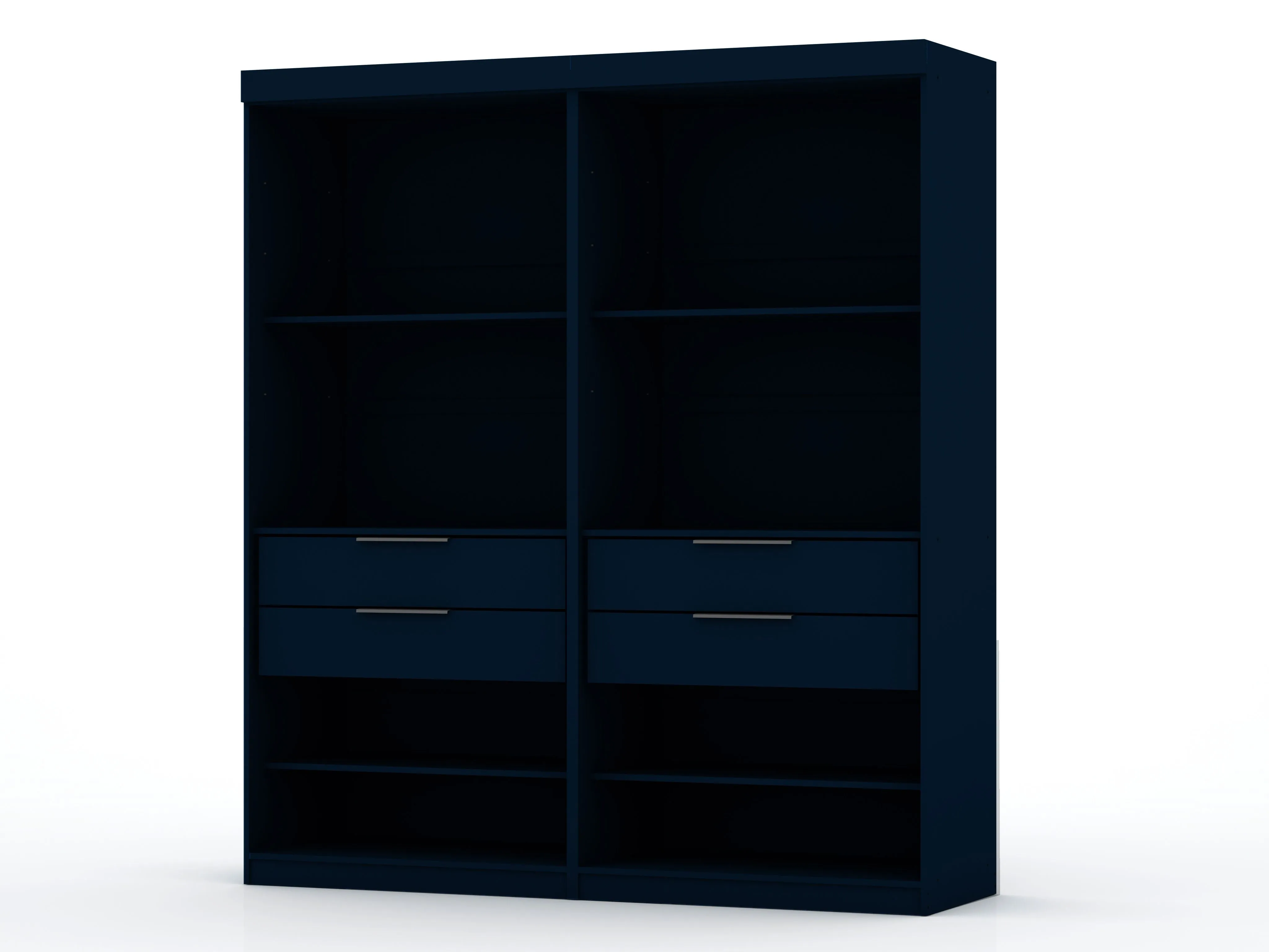 Mulberry Open 2 Sectional Modern Wardrobe Closet with 4 Drawers - Set of 2 in Tatiana Midnight Blue