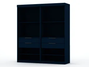 Mulberry Open 2 Sectional Modern Wardrobe Closet with 4 Drawers - Set of 2 in Tatiana Midnight Blue