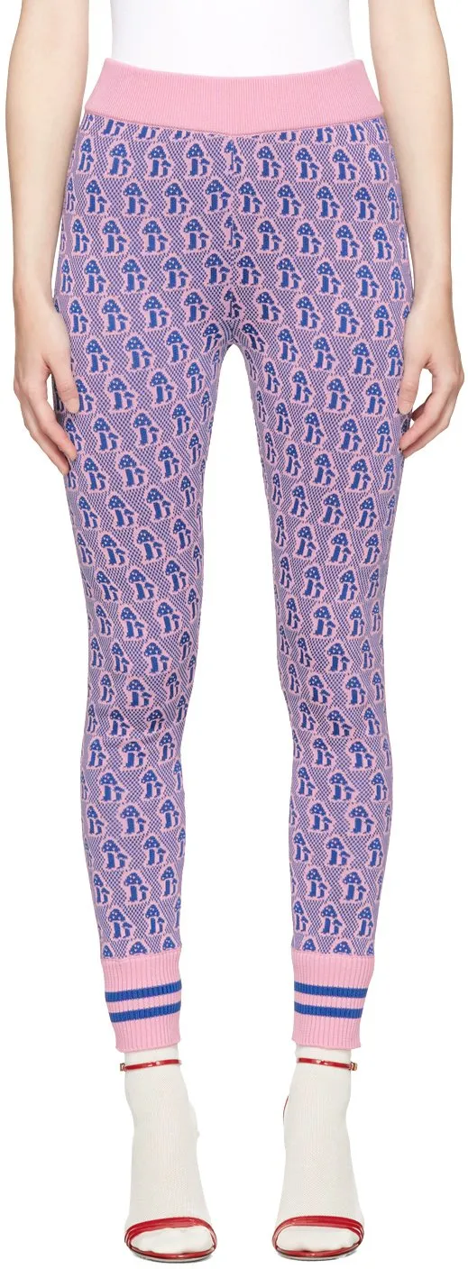 Mushroom Knit Leggings, Pink