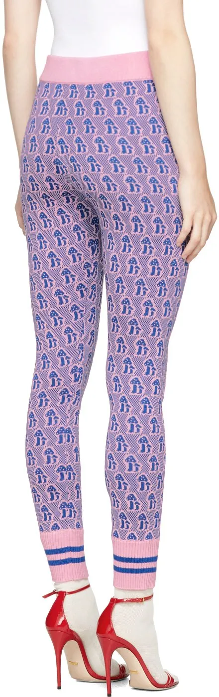 Mushroom Knit Leggings, Pink