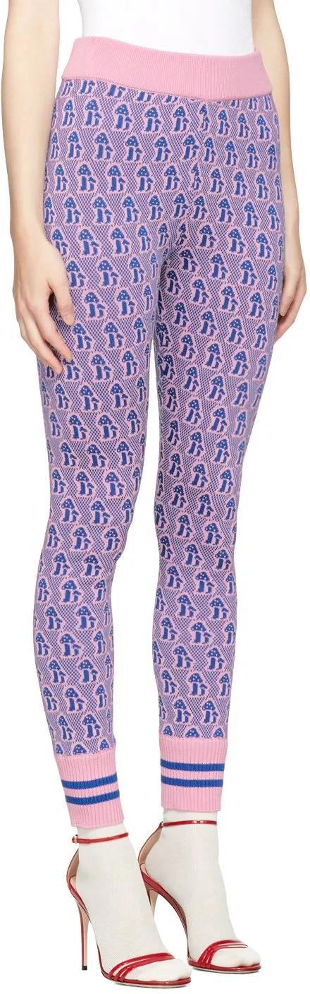 Mushroom Knit Leggings, Pink