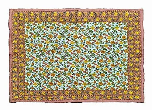 NINJAZY 240 TC Double Bed Organic Cotton Jaipuri Razai Bed Blanket Ac Quilt for Winter Soft Light Weight Rajasthani Traditional Rajai Cotton Comforter 85 x 100 inch