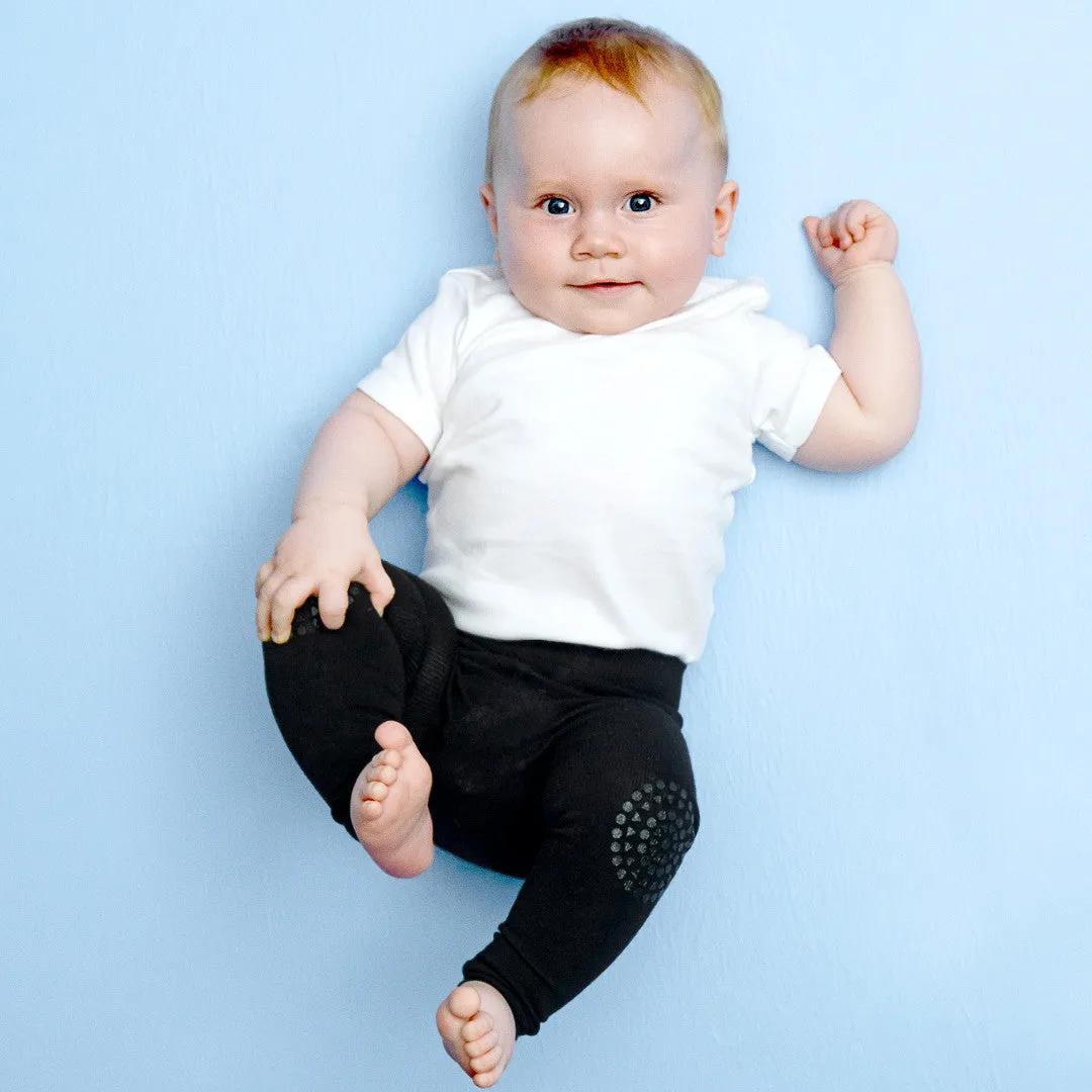 Non-slip crawling leggings with grip for babies and toddlers - Black