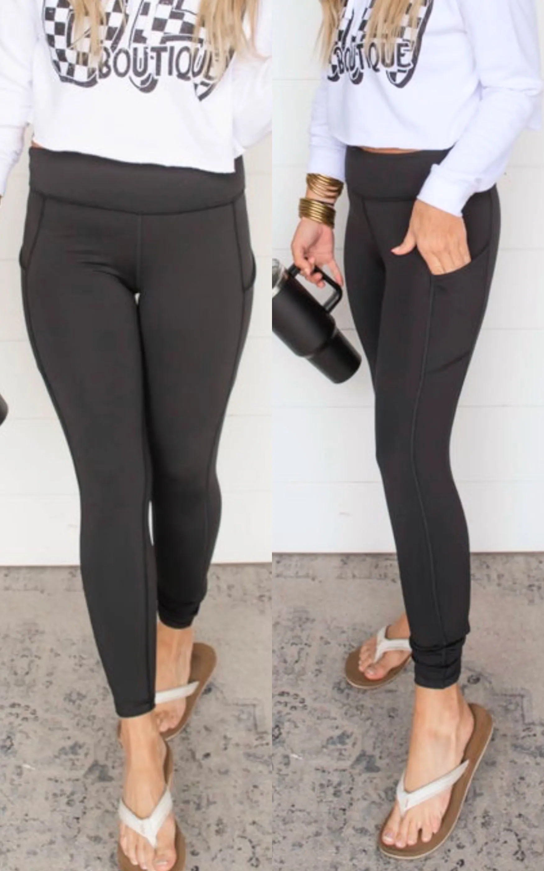 Nylon Full Length Leggings w/ Pocket | Rae Mode - Final Sale