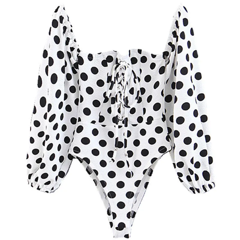 Off Shoulder Polka Dot Bodysuit